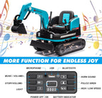 360 Degree Rotating Ride On Excavator and Bulldozer,12V12AH Battery Powered Ride On Toy Backhoe W/Track Design Wheels for All Terrain,Remote Control,MP3,Toolbox for Kids,Parent🔥