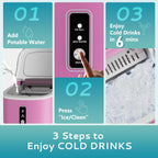 Countertop Ice Maker Machine with Handle, 26.5lbs Per Day, 9 Cubes in 6 Mins, Auto-Cleaning Portable Ice Maker with Basket and Scoop, for Home/Kitchen/Camping/RV🔥