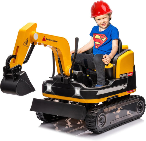 360 Degree Rotating Ride On Excavator and Bulldozer,12V12AH Battery Powered Ride On Toy Backhoe W/Track Design Wheels for All Terrain,Remote Control,MP3,Toolbox for Kids,Parent🔥