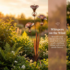 Flamed Copper Three Calla Lilies Garden Stake with Bells, 28" Handcrafted Outdoor Yard Art🔥