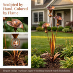 Flamed Copper Three Calla Lilies Garden Stake with Bells, 28" Handcrafted Outdoor Yard Art🔥