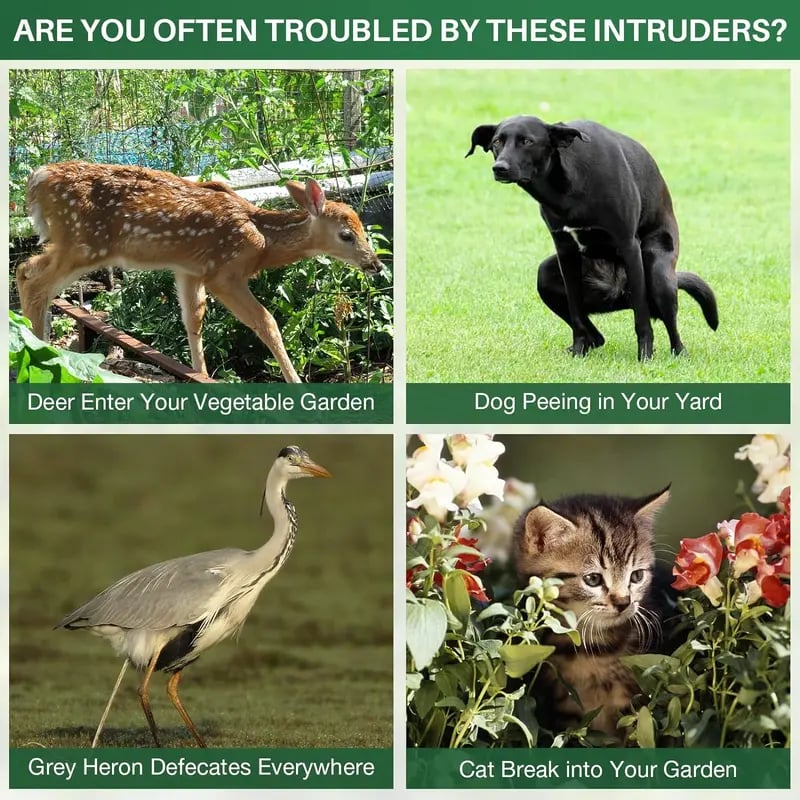 Solar-Powered Animal Repeller, Deer Repellent Devices, Waterproof Ultrasonic Pest Repellent🔥