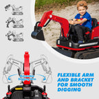 360 Degree Rotating Ride On Excavator and Bulldozer,12V12AH Battery Powered Ride On Toy Backhoe W/Track Design Wheels for All Terrain,Remote Control,MP3,Toolbox for Kids,Parent🔥