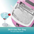 Countertop Ice Maker Machine with Handle, 26.5lbs Per Day, 9 Cubes in 6 Mins, Auto-Cleaning Portable Ice Maker with Basket and Scoop, for Home/Kitchen/Camping/RV🔥