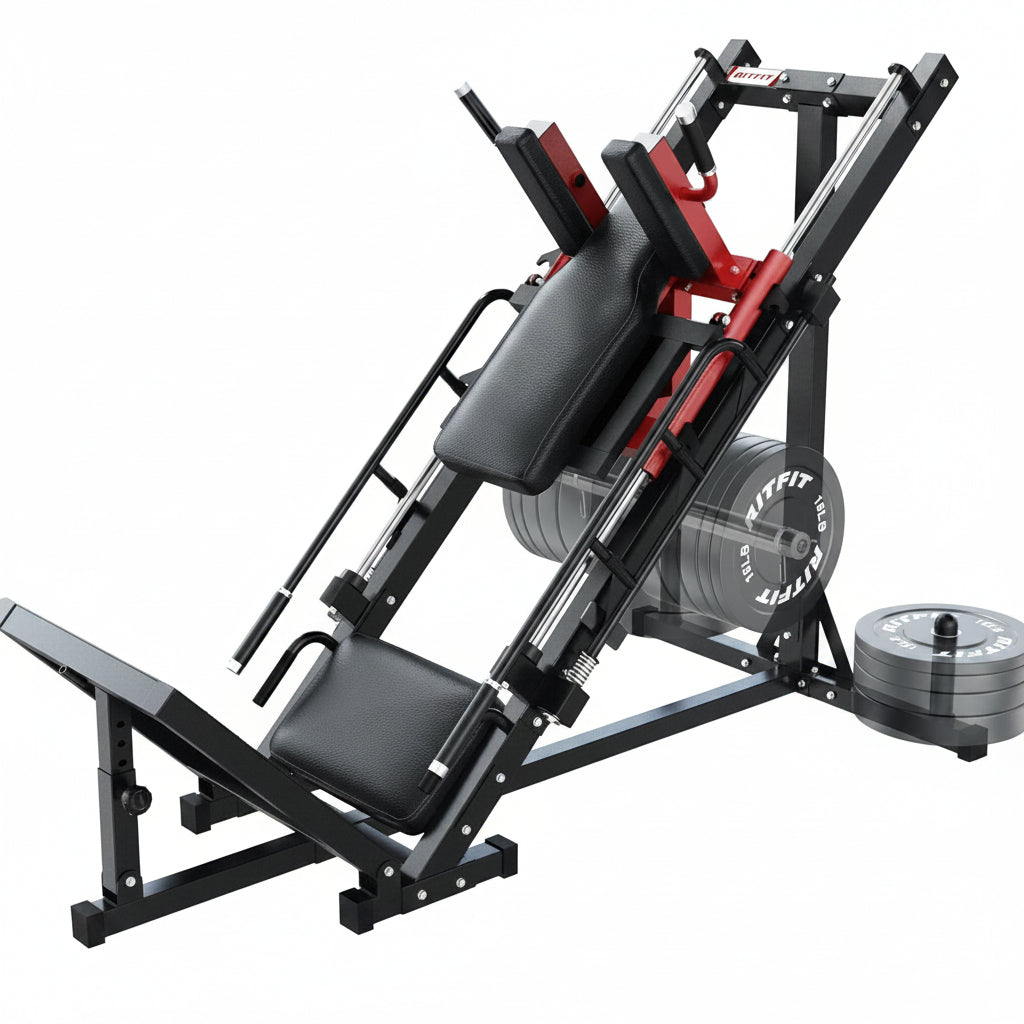 Leg Press Hack Squat Machine, Professional Adjustable Leg Press Machine for Home Gym with Linear Bearing, Specialty Hack Squat Machine for Full Lower Body Workout with Weight Storage Posts, Red🔥