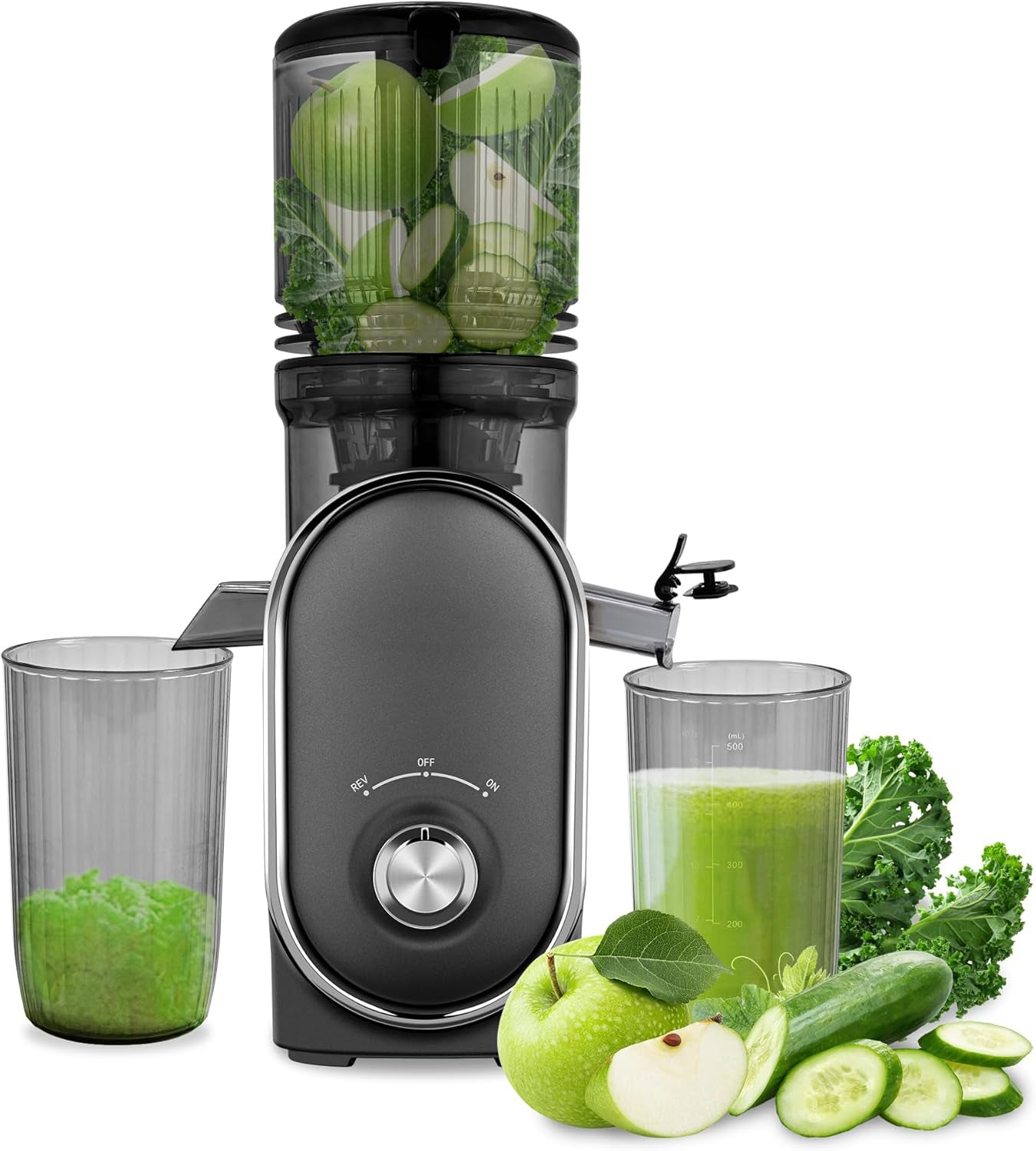 Cold Press Juicer, 300W, 5.3" Large Feed Chute, 1.5L Capacity, Automatic Feeding, High Yield, Easy to Clean, Ideal for Whole Fruits & Vegetables🔥
