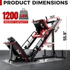 Leg Press Hack Squat Machine, Professional Adjustable Leg Press Machine for Home Gym with Linear Bearing, Specialty Hack Squat Machine for Full Lower Body Workout with Weight Storage Posts, Red🔥