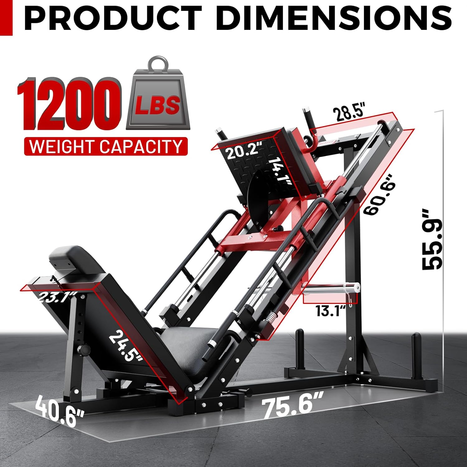 Leg Press Hack Squat Machine, Professional Adjustable Leg Press Machine for Home Gym with Linear Bearing, Specialty Hack Squat Machine for Full Lower Body Workout with Weight Storage Posts, Red🔥