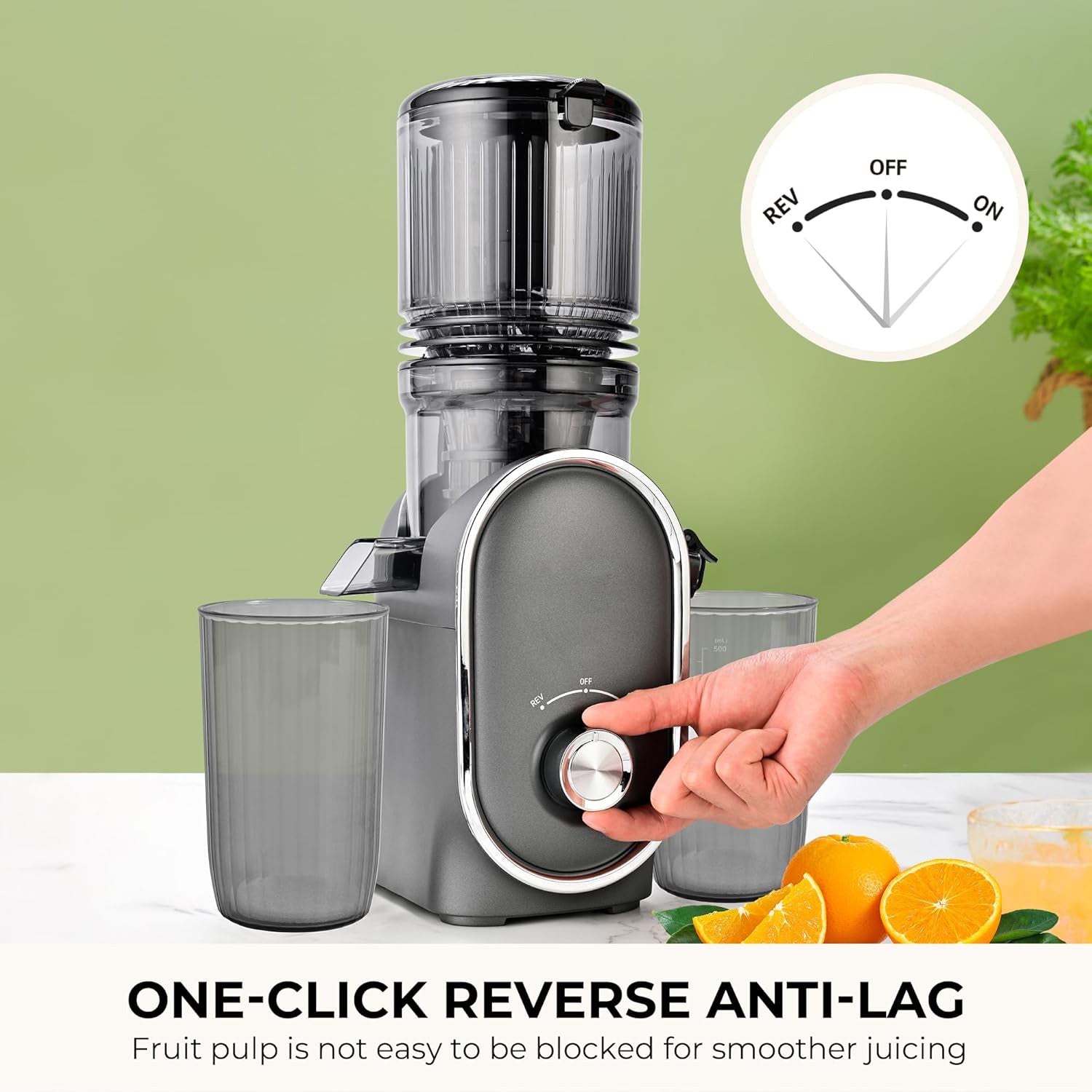 Cold Press Juicer, 300W, 5.3" Large Feed Chute, 1.5L Capacity, Automatic Feeding, High Yield, Easy to Clean, Ideal for Whole Fruits & Vegetables🔥