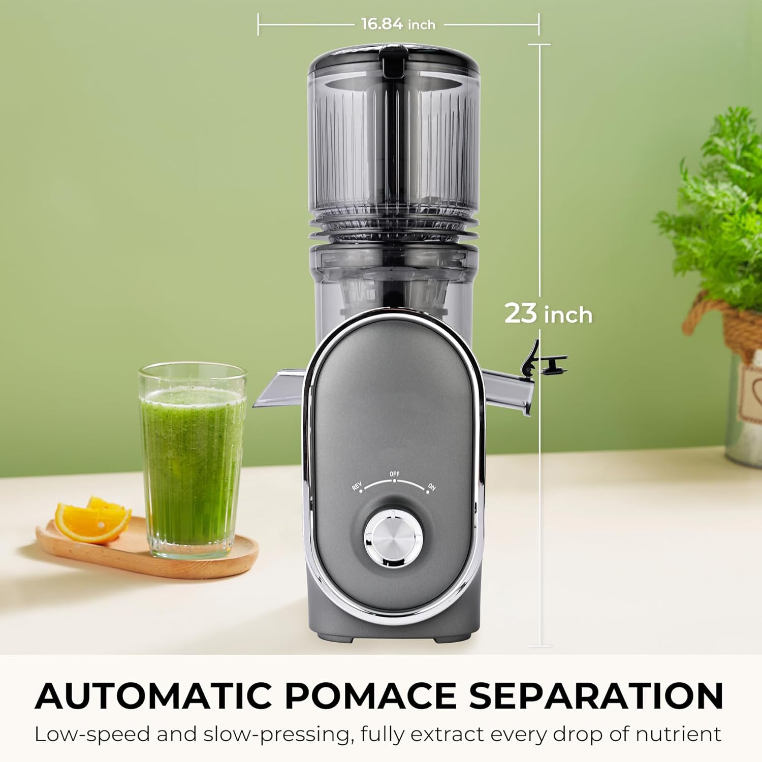 Cold Press Juicer, 300W, 5.3" Large Feed Chute, 1.5L Capacity, Automatic Feeding, High Yield, Easy to Clean, Ideal for Whole Fruits & Vegetables🔥