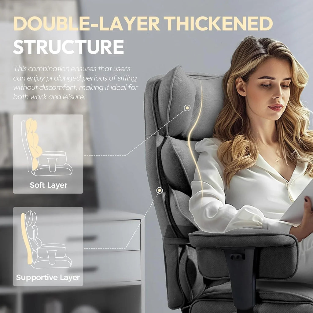 Big and Tall Office Chair with Pocket Spring Cushion,High Back Computer Gaming Chairs with Adjustable Armrests and Lumbar Support,Executive Desk Chairs with Footrest(PU Leather,White)🔥