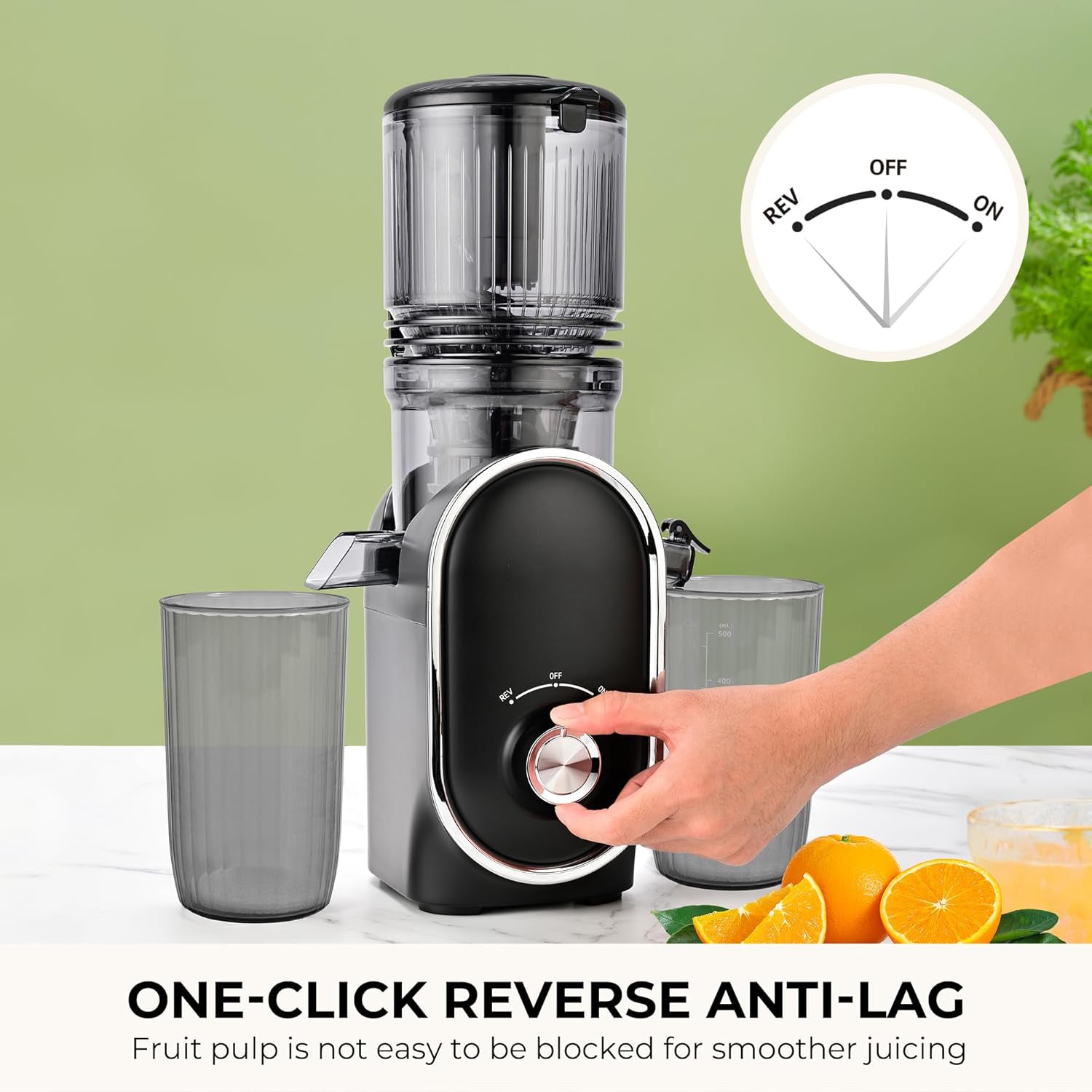 Cold Press Juicer, 300W, 5.3" Large Feed Chute, 1.5L Capacity, Automatic Feeding, High Yield, Easy to Clean, Ideal for Whole Fruits & Vegetables🔥