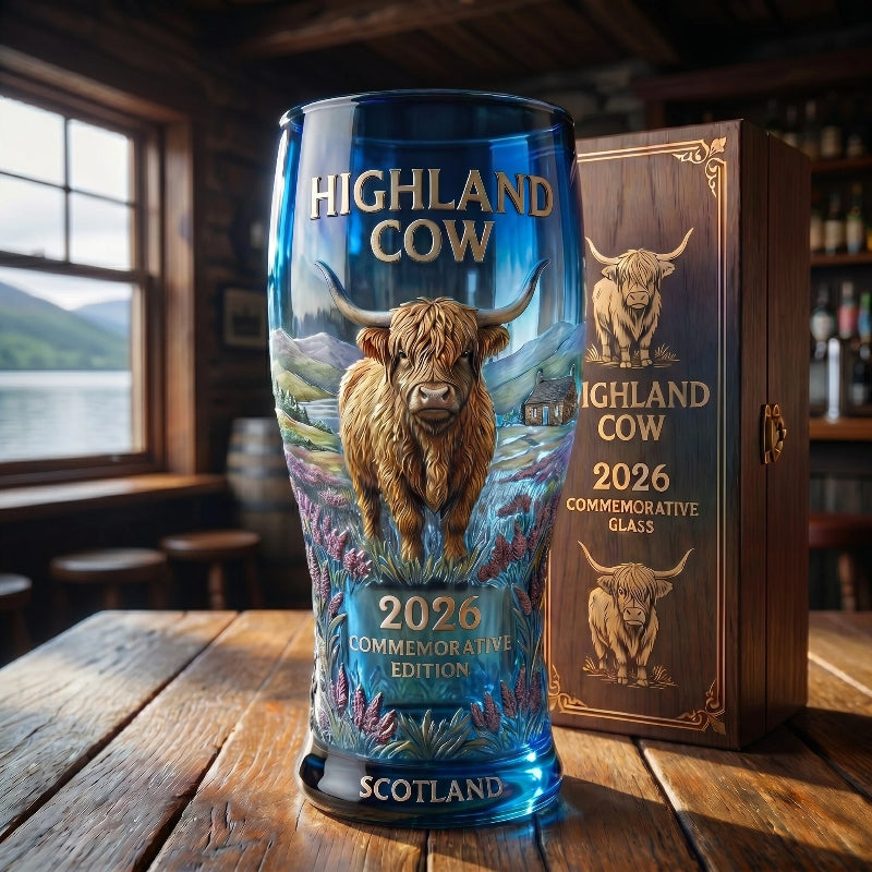 🍺🐮 Raise a Toast to 2026 — Limited Edition Highland Cow Glass!🔥