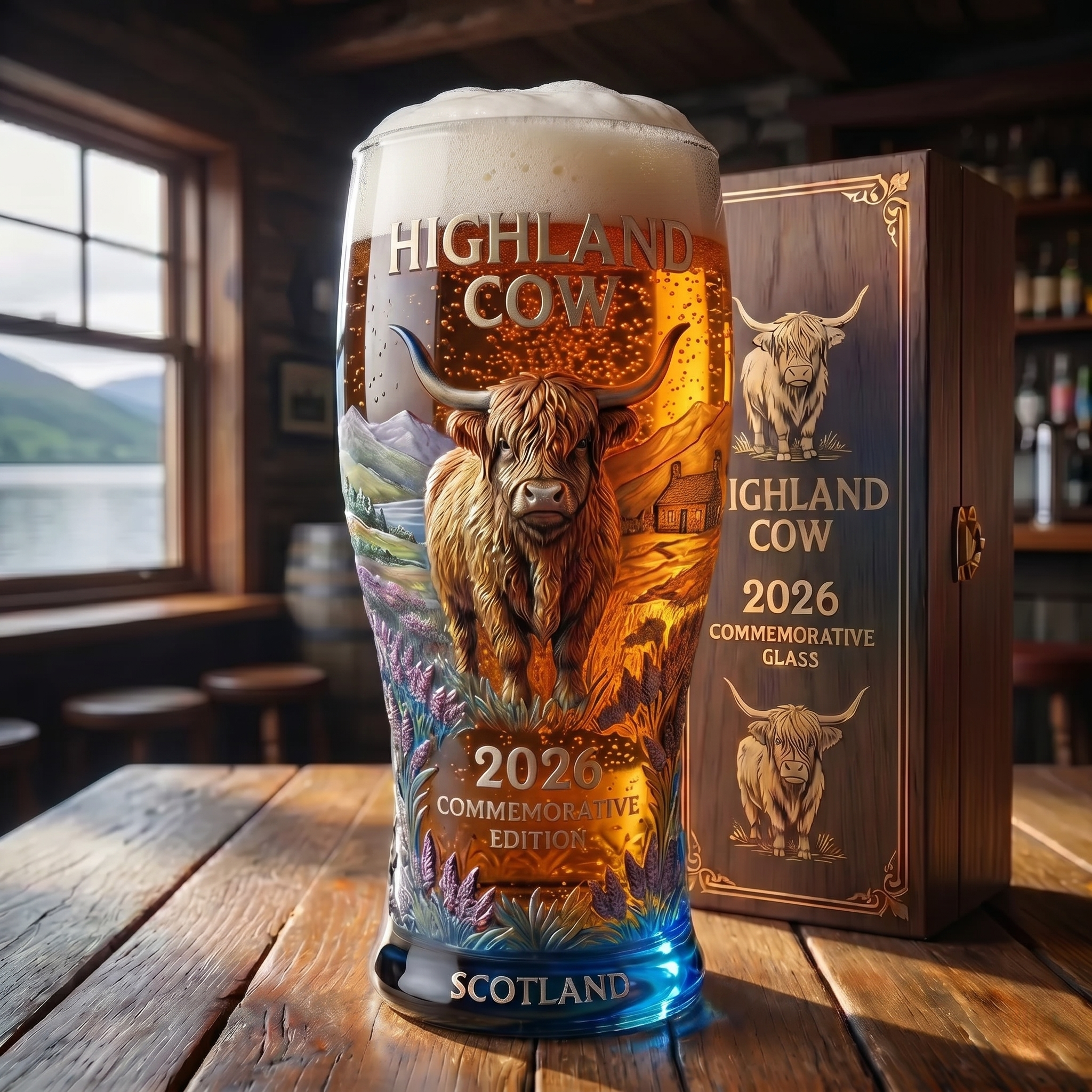 🍺🐮 Raise a Toast to 2026 — Limited Edition Highland Cow Glass!🔥