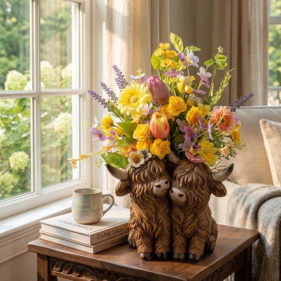 Highland Cow Planter: Rustic Charm Meets Farmhouse Joy🔥