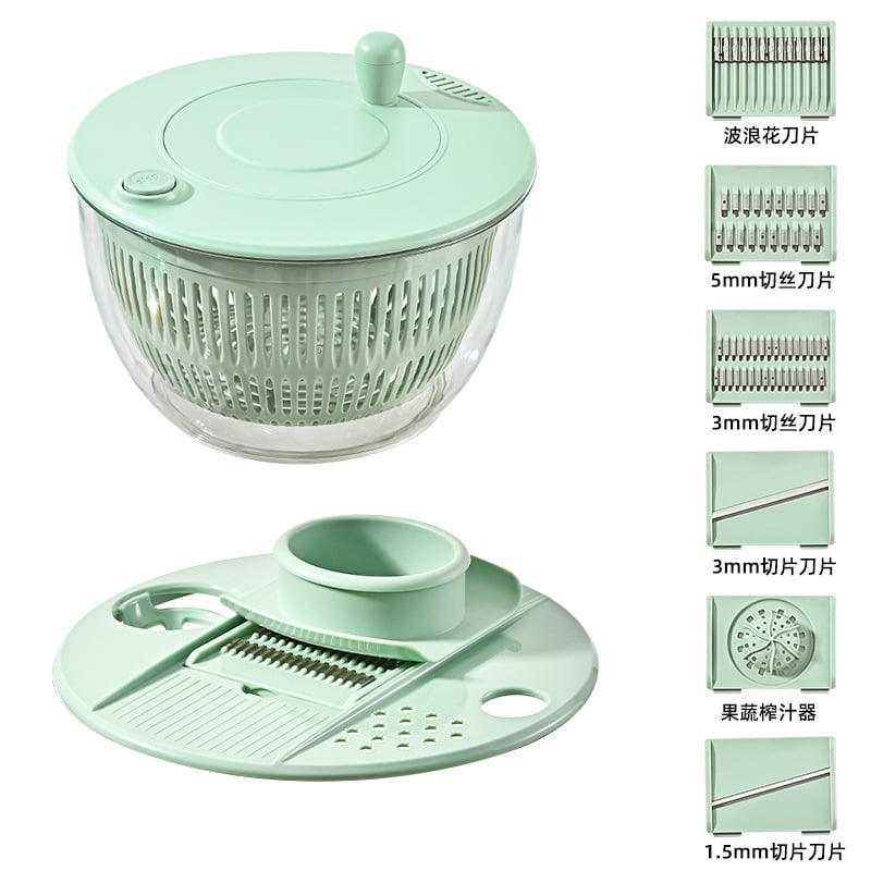 🥗 3-in-1 Large Salad Spinner Set | 5.3 Qt Vegetable Washer with Slicer & Strainer for Kitchen🔥