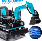 360 Degree Rotating Ride On Excavator and Bulldozer,12V12AH Battery Powered Ride On Toy Backhoe W/Track Design Wheels for All Terrain,Remote Control,MP3,Toolbox for Kids,Parent🔥