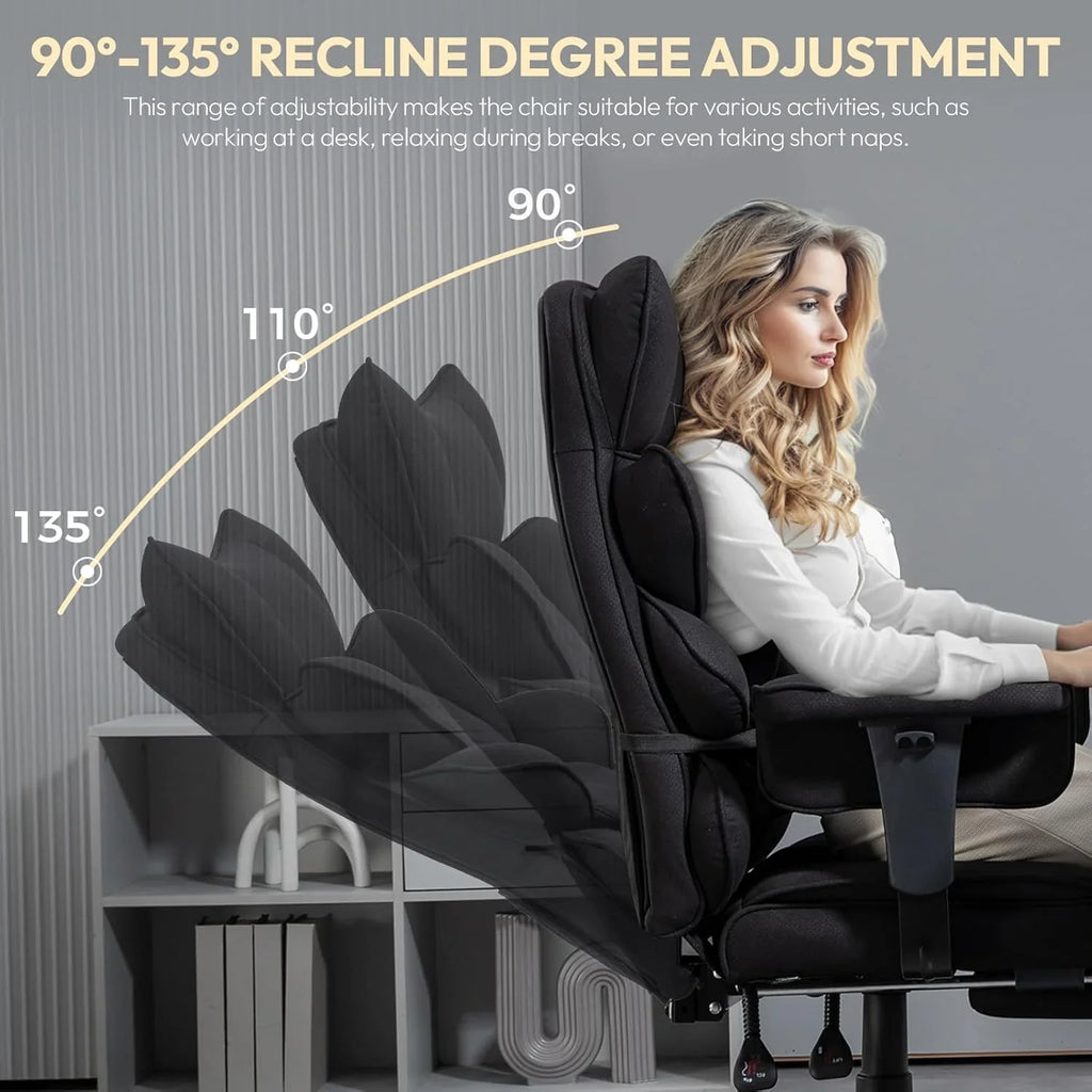 Big and Tall Office Chair with Pocket Spring Cushion,High Back Computer Gaming Chairs with Adjustable Armrests and Lumbar Support,Executive Desk Chairs with Footrest(PU Leather,White)🔥