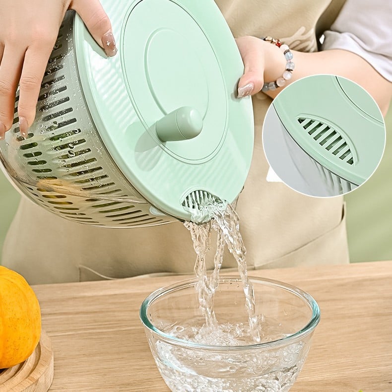 🥗 3-in-1 Large Salad Spinner Set | 5.3 Qt Vegetable Washer with Slicer & Strainer for Kitchen🔥