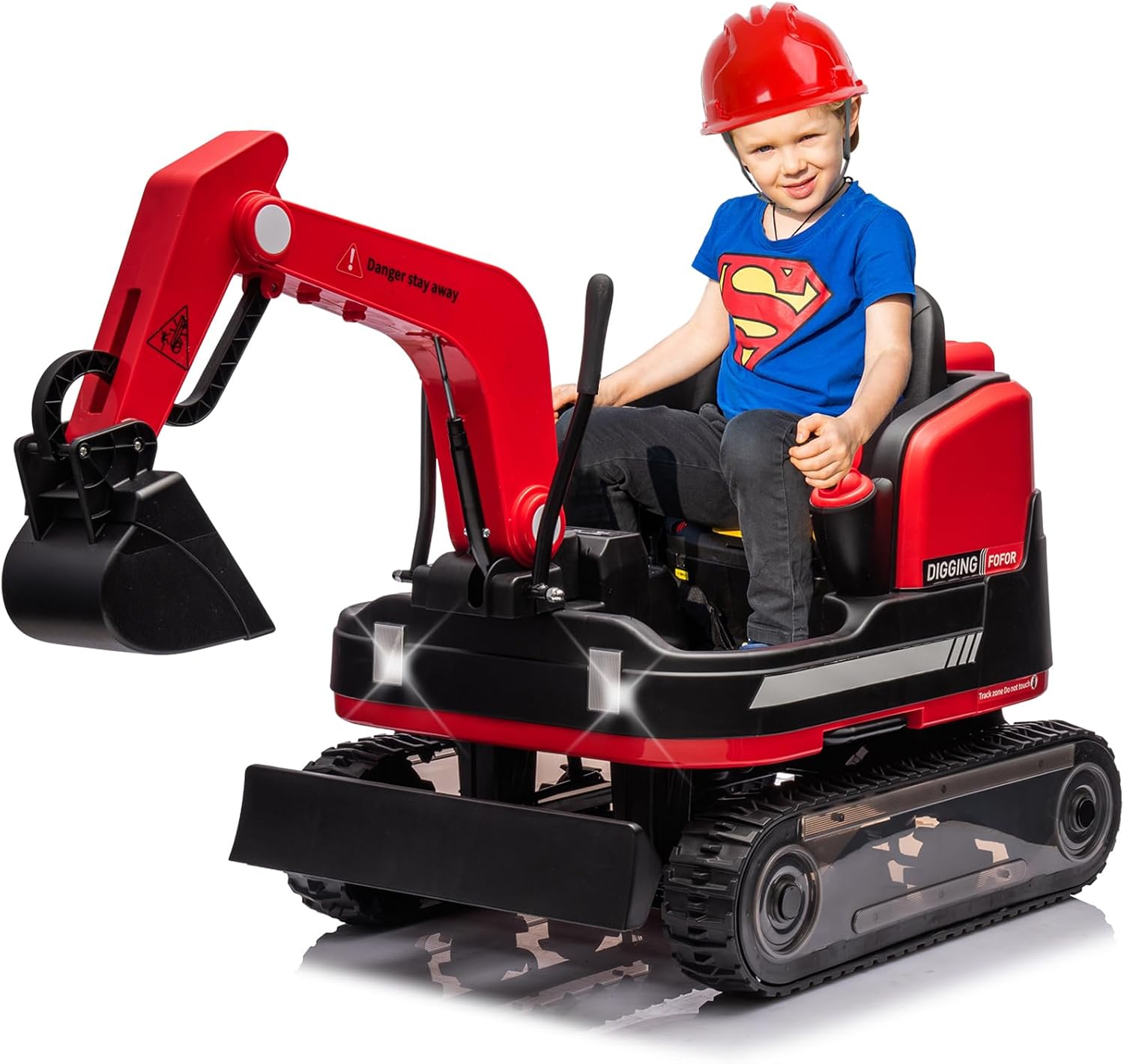 360 Degree Rotating Ride On Excavator and Bulldozer,12V12AH Battery Powered Ride On Toy Backhoe W/Track Design Wheels for All Terrain,Remote Control,MP3,Toolbox for Kids,Parent🔥