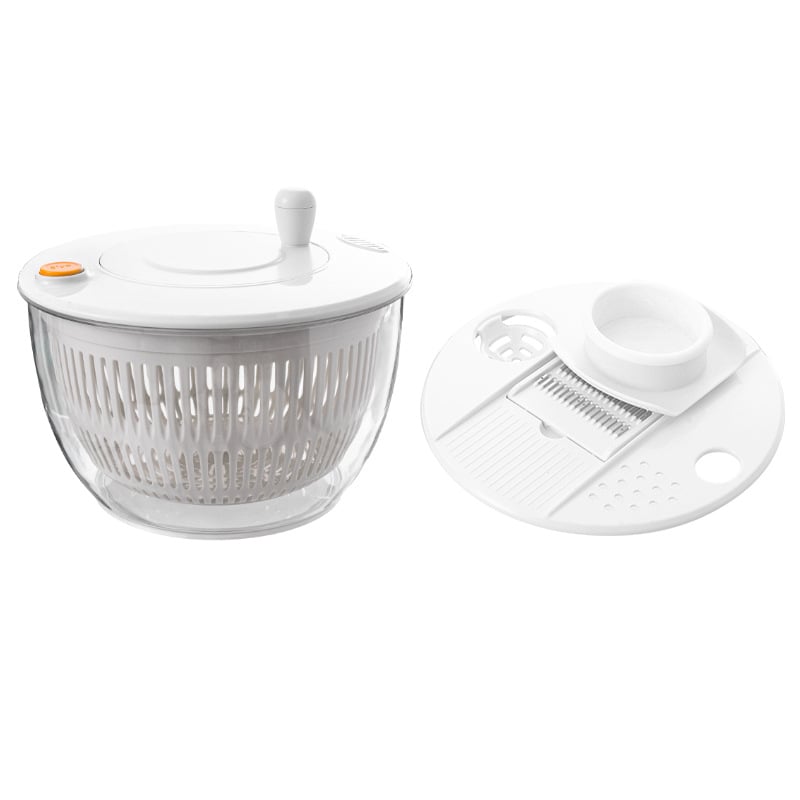 🥗 3-in-1 Large Salad Spinner Set | 5.3 Qt Vegetable Washer with Slicer & Strainer for Kitchen🔥