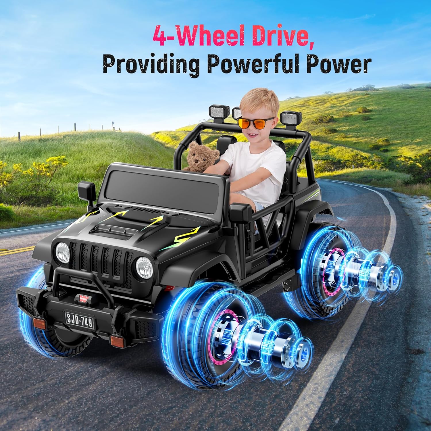 Ride on Truck Car 2 Seater Ride Kids Electric Car - 7Ah Large Battery Kids Electric Vehicles with Remote Control🔥