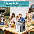Countertop Ice Maker Machine with Handle, 26.5lbs Per Day, 9 Cubes in 6 Mins, Auto-Cleaning Portable Ice Maker with Basket and Scoop, for Home/Kitchen/Camping/RV🔥