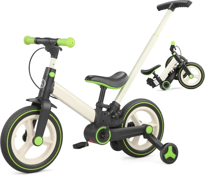 6-in-1 Toddler Bike & Stroller | Foldable Push Bike w/Training Wheels🔥