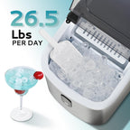 Countertop Ice Maker Machine with Handle, 26.5lbs Per Day, 9 Cubes in 6 Mins, Auto-Cleaning Portable Ice Maker with Basket and Scoop, for Home/Kitchen/Camping/RV🔥
