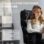 Big and Tall Office Chair with Pocket Spring Cushion,High Back Computer Gaming Chairs with Adjustable Armrests and Lumbar Support,Executive Desk Chairs with Footrest(PU Leather,White)🔥