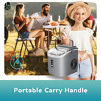 Countertop Ice Maker Machine with Handle, 26.5lbs Per Day, 9 Cubes in 6 Mins, Auto-Cleaning Portable Ice Maker with Basket and Scoop, for Home/Kitchen/Camping/RV🔥