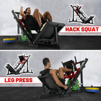 Leg Press Hack Squat Machine, Professional Adjustable Leg Press Machine for Home Gym with Linear Bearing, Specialty Hack Squat Machine for Full Lower Body Workout with Weight Storage Posts, Red🔥