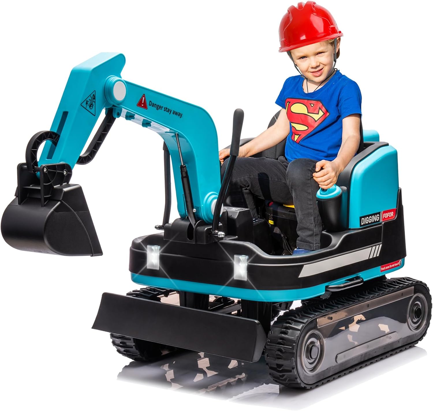 360 Degree Rotating Ride On Excavator and Bulldozer,12V12AH Battery Powered Ride On Toy Backhoe W/Track Design Wheels for All Terrain,Remote Control,MP3,Toolbox for Kids,Parent🔥