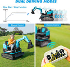 360 Degree Rotating Ride On Excavator and Bulldozer,12V12AH Battery Powered Ride On Toy Backhoe W/Track Design Wheels for All Terrain,Remote Control,MP3,Toolbox for Kids,Parent🔥