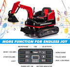 360 Degree Rotating Ride On Excavator and Bulldozer,12V12AH Battery Powered Ride On Toy Backhoe W/Track Design Wheels for All Terrain,Remote Control,MP3,Toolbox for Kids,Parent🔥