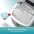 Countertop Ice Maker Machine with Handle, 26.5lbs Per Day, 9 Cubes in 6 Mins, Auto-Cleaning Portable Ice Maker with Basket and Scoop, for Home/Kitchen/Camping/RV🔥