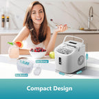 Countertop Ice Maker Machine with Handle, 26.5lbs Per Day, 9 Cubes in 6 Mins, Auto-Cleaning Portable Ice Maker with Basket and Scoop, for Home/Kitchen/Camping/RV🔥
