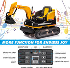 360 Degree Rotating Ride On Excavator and Bulldozer,12V12AH Battery Powered Ride On Toy Backhoe W/Track Design Wheels for All Terrain,Remote Control,MP3,Toolbox for Kids,Parent🔥