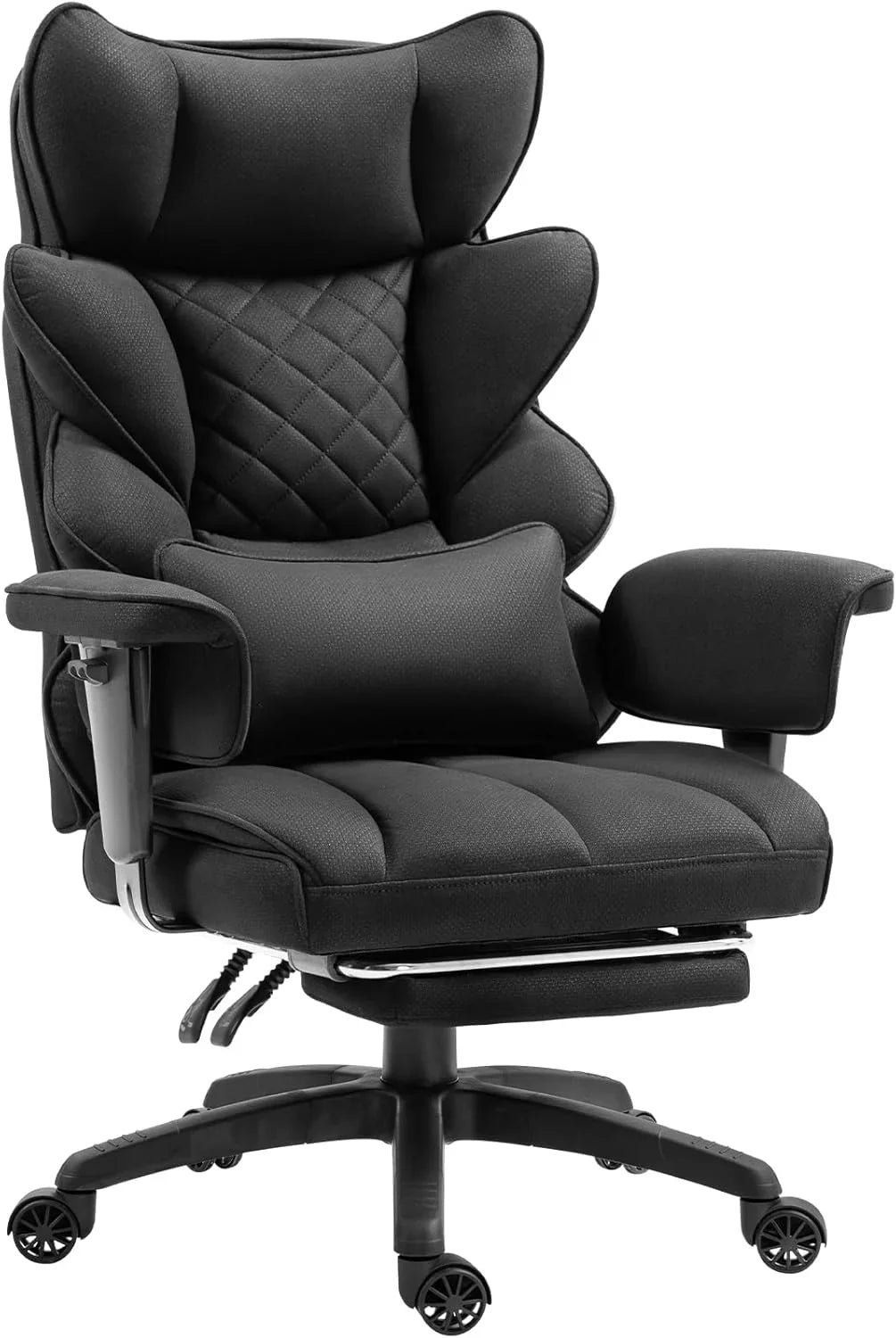 Big and Tall Office Chair with Pocket Spring Cushion,High Back Computer Gaming Chairs with Adjustable Armrests and Lumbar Support,Executive Desk Chairs with Footrest(PU Leather,White)🔥